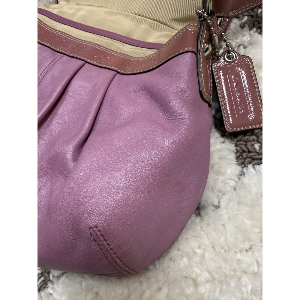 Y2K VTG Rare Coach Flap Soho Big Buckle Shoulder Bag Pink‎ Purple Purse F15204 - Picture 13 of 16